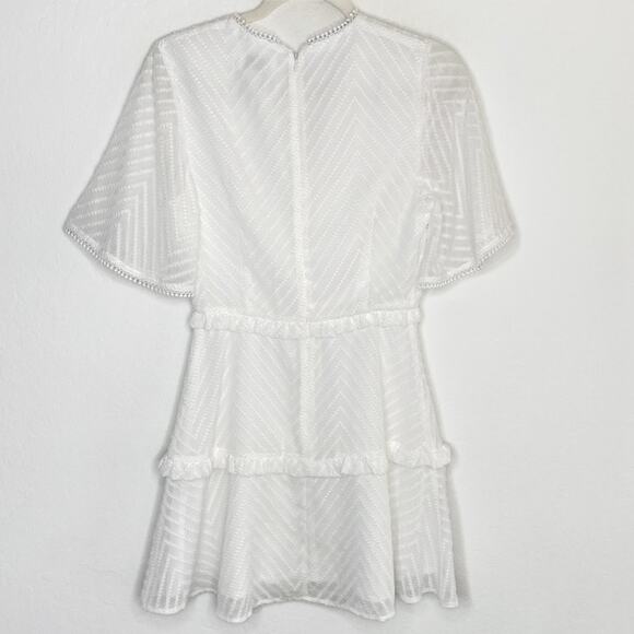 Shilla Chevron Swiss Clip Dot Short Sleeve Classy Fit and Flare Mini Dress Small - Picture 9 of 14